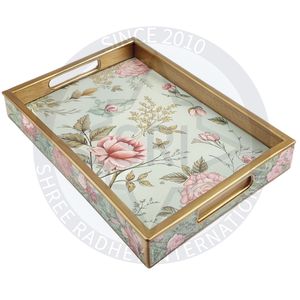 Plateau de service en bois fabriqué à la main avec un design artistique coloré - Product Image 1