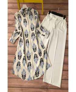 Vêtements islamiques, costume en mousseline de soie blanc cousu pour femmes musulmanes, boutique de mode pakistanaise, robe trois pièces, tenue de fête de mariage Eid - Product Image 3