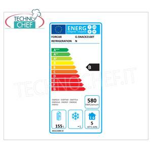Equipo de Refrigeración Comercial Forcar G-SNACK2100TN, Refrigerador de 2 Puertas y 228 Litros Modelo ventilado Clase B -2/+8C - Product Image 1