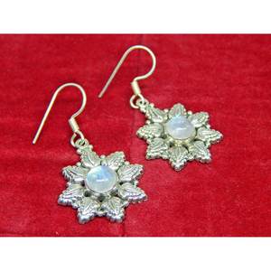 ต่างหู925เงินสเตอร์ลิงทำด้วยมือพร้อมอัญมณีมูนสโตนธรรมชาติอินเทรนด์เพชรควอทซ์เพทายของขวัญที่สมบูรณ์แบบ - Product Image 2