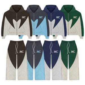 Unisex Plus Size Custom Printed Eco-Friendly 100% Cotton Sweat Suits Two Piece Zipper Hoodie & <b>Flare</b> <b>Trouser</b> Winter Tracksuits - Product Image 1