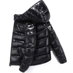 Personalizado de alta calidad brillante invierno de los hombres de lana chaquetas de bombardero de cuello alto de calle OEM servicio disponible cierre de cremallera - Product Image 5
