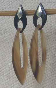 Pendientes de gota vintage artísticos de material de cuerno natural con estilo religioso geométrico de perlas y diamantes para fiestas - Product Image 3