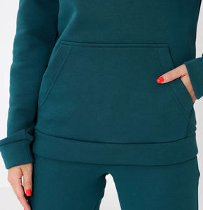 Ensemble sweat-shirt et pantalon de survêtement pour femme, couleur sarcelle, décontracté, manches longues, capuche avec cordon de serrage, poche kangourou, vêtements de détente d'hiver - Product Image 4