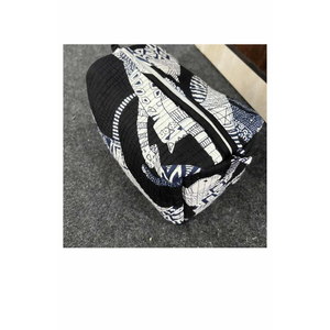 Pochette de toilette en coton matelassé géométrique - Sac de rangement pour maquillage écologique avec fermeture éclair - Product Image 6