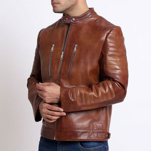 Chaqueta de cuero de motorista para hombre, nuevo diseño ecológico, precio bajo, chaqueta de cuero para hombre - Product Image 3