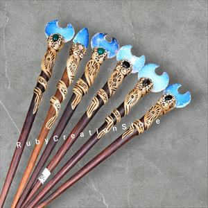 Palillos para el Cabello de Ópalo Azul para Mujer, Accesorios para el Cabello de Arcilla Polimérica Hechos a Mano, Pasadores para el Cabello Estilo Boho, Joyería Celestial para el Cabello, Regalo - Product Image 6