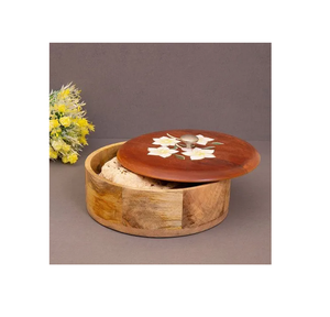 Casserole en bois avec couvercle imprimé Sky Bule Casserole en bois d'acacia au design antique Fournisseur en gros - Product Image 4