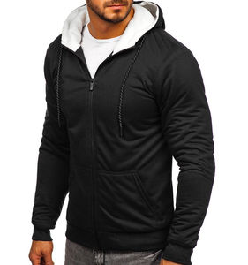 Sweat à capuche unisexe en molleton 100 % coton épais, fermeture éclair, coupe classique, streetwear, logo personnalisé, service OEM, hiver - Product Image 3