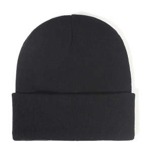 Bonnet en tricot chaud avec logo en cuir confortable pour toutes les saisons, bonnet de sport à revers, bonnet en tricot d'extérieur avec logo personnalisé - Product Image 4