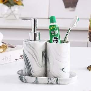 Resin Bathroom Luxury Accessories <b>Set</b> With Tray and <b>Soap</b> Holder Customized Size Newly Design Best Quality Bathroom Product - Product Image 2