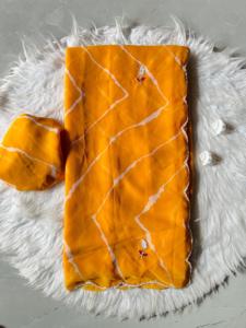 Collection de saris en tissu imprimé numérique Pure Georgette Bandhani - Product Image 4