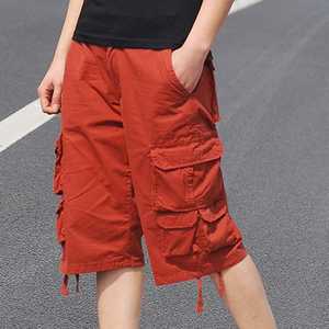 Pantalones Cortos Cargo para Hombre, Talla Grande, Cintura Elástica, 100% Algodón, Transpirables, de Secado Rápido, para Ejercicio al Aire Libre, Ropa Deportiva Elegante - Product Image 1