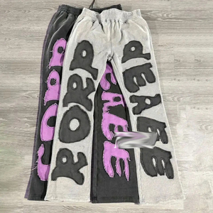 Pantalon de survêtement brodé personnalisé pour hommes taille haute avec cordon de serrage pantalon de jogging délavé au soleil Style décontracté - Product Image 5