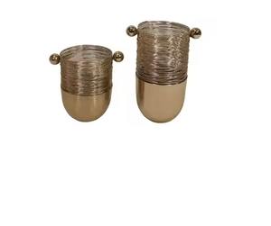 Juego de cuencos decorativos de metal multicolor con acabado exterior dorado perfecto para la decoración moderna del hogar y la Mesa - Product Image 5