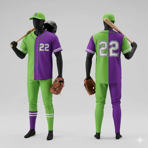 Custom Baseball Uniform Men Green for Jersey Short Sleeve 100%Polyester Breathable Plus Size All Seasons Adult Team Appa - Product Image 1