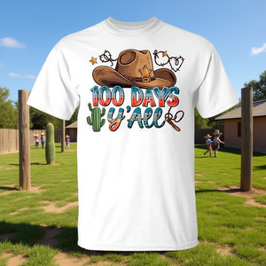 T-shirt promozionale per insegnanti per il 100° giorno di scuola con cappello da cowboy western - T-shirt per il 100° giorno di scuola per insegnanti - Product Image 3