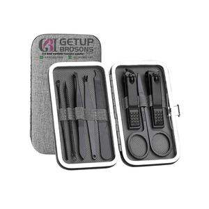 Kit de manucure, avec revêtement de poudre noire, outils en acier inoxydable, pour ongles, avec couleurs et logo personnalisés, 1 pièce - Product Image 1