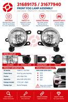 Feu antibrouillard avant droit à LED, phare de conduite 31689175 31677940 pour Volvo XC40 S60 V60 V60 Cross Country, pièces d'éclairage automobile