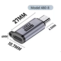 Logo gratis USB C a Micro Adaptador 8 pines Tipo C a Mini USB Plug Converter 480Mbps Keyhole DC Salida para Laptop Cable de disco duro