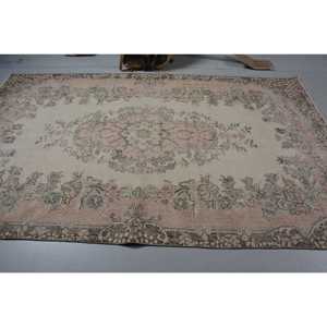 5.6x9.4 ft Rug, Vintage Turkish Rug, <b>Brown</b> Solid <b>Wool</b> Rug - Product Image 3