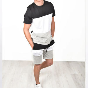 Ensemble deux pièces pour homme, t-shirt et short de streetwear de marque, respirant, grande taille, hiver, épaules tombantes, haute qualité, séchage rapide - Product Image 2