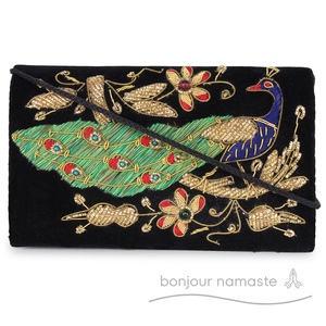 Borsa da donna con imbracatura di design pavone ricamata 100% borsa da sella con ricamo di perline eco-compatibile e sostenibile - Product Image 5