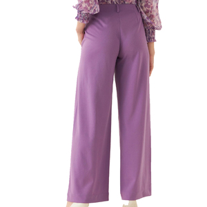 Pantalon drapé respirant vintage à taille élastique pour femme, pantalon d'été à jambe large et à longueur de cheville, pantalon décontracté de bureau, baggy grande taille - Product Image 3