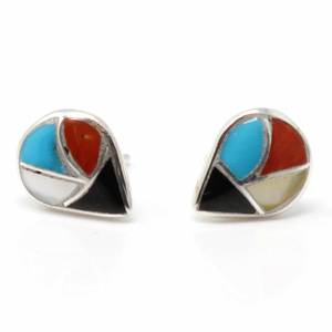 Zuni Multi-Stone & Pendientes de gota de lágrima de plata - Product Image 2