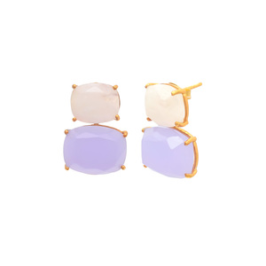 ต่างหูสตั๊ดสเตอร์ลิง925คาลซิโดนีสีขาวและลาเวนเดอร์สินค้าออกใหม่ - Product Image 2