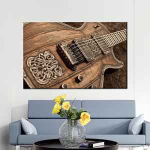 Impression sur toile de guitare électrique rustique - Décoration vintage pour les amateurs de musique, 1P:Gallery Wrapped - Product Image 1