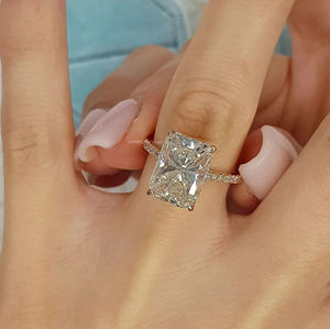 แหวนเพชรโมอิสสีเงิน925สดใสสำหรับประดับอาร์ตเดคโคขนาด9X13มม. มีรัศมีรัศมีวงครึ่งชีวิตที่มองไม่เห็น - Product Image 3