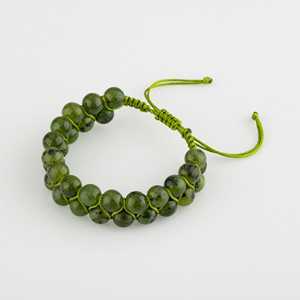 Pulsera de piedra natural de macramé de doble hilera de jade de 8 mm - Product Image 2