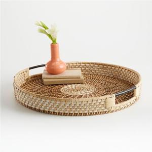 Bandeja para servir comida de ratán con forma hexagonal, hecha a mano, superventas, vajilla de comedor de ratán de yute de gran tamaño, bandeja de postre - Product Image 4