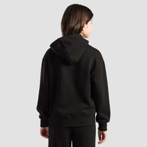 Sudadera con Capucha de Tela Tejida Negra con Bolsillo Frontal - Product Image 3