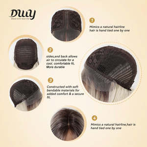 Perruque synthétique Cameron -DWY T Part sans colle, mi-longue, lisse, dégradé blond perle, en liquidation - Product Image 5