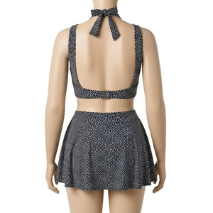 Ensemble de maillot de bain deux pièces dos nu grande taille en polyester et élasthanne, tissu extensible, ajustement confortable, vêtements de plage, de piscine et de villégiature - Product Image 2