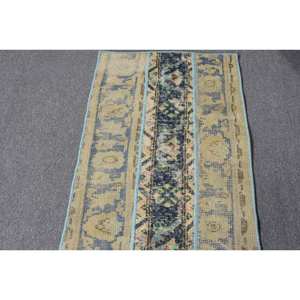 Tapis Vintage en Laine Turque de 19 'X 61', Beige, Bleu, Patchwork, Technique de Tissage Plat, Décorations de Salle à Manger, Largeur 4m, Latex Eco - Product Image 3