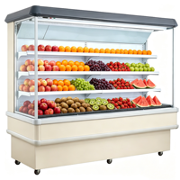 Vitrine réfrigérée à rideau d'air pour fruits et légumes de supermarché avec éclairage LED