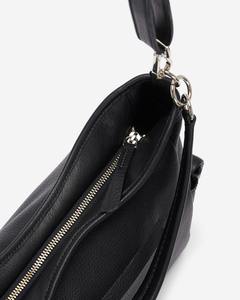 Sac Hobo en Cuir Véritable Noir pour Femmes, Mode Candy, Sangle Unique, Poches Latérales, Sac à Bandoulière Décontracté, Fermeture Éclair Douce, Réglable - Product Image 3