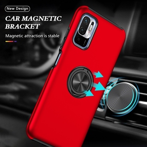 Pour Xiaomi <span class=keywords><strong>Redmi</strong></span> <span class=keywords><strong>Note</strong></span> <span class=keywords><strong>10</strong></span> 5G PC + TPU étui <span class=keywords><strong>de</strong></span> téléphone magnétique antichoc avec porte-anneau invisible - Product Image 2
