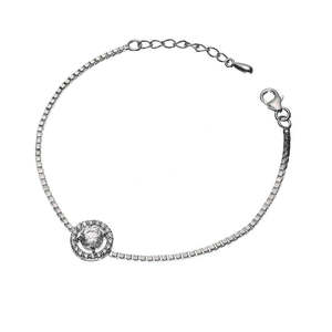 Pulsera Solitaria Redonda de Plata de Ley 925 CLARA con Circonita Suiza, Regalo para Mujeres y Niñas - Product Image 1