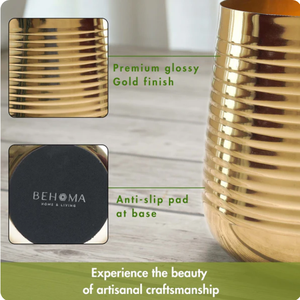 Ensemble de jardinière en métal côtelé Pot de jardin en métal élégant et durable fabriqué avec des matériaux de haute qualité et fini avec résistant à la rouille - Product Image 3