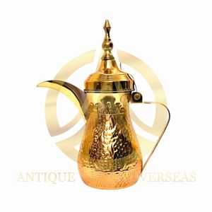 Dallah de metal árabe en latón y acero para uso de servicio de té de café de mesa de restaurante de hotel - Product Image 2