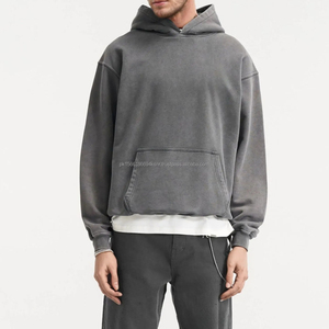 Custom Polyester/Cotton Oem Service Acid Washed <b>Distressed</b> Winter Hoodies Best Fashionable Men Fleece Regular Fit Crop <b>Top</b> - Product Image 3