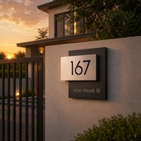 Plaque de porte personnalisée moderne à double couche pour numéro de maison, adresse, nom de villa, extérieur
