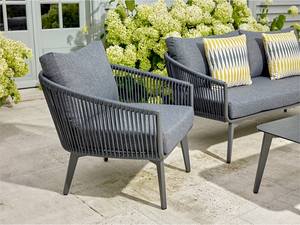 Gaines Zitsbank Met <span class=keywords><strong>2</strong></span> Fauteuils En Rechthoekige Keramische Glazen Salontafel - Product Image 4