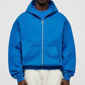 Unisex Custom Zip-Up Hoodie Oversize Winter Cardigan Set for Puff Print Solid <b>Pattern</b> 100% Cotton Rhinestone Logo Men's - Product Image 1