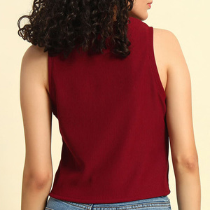 Camiseta sin mangas de baja tasa del mejor fabricante Etiqueta de personalización de alta calidad Hecho en fábrica Estilo caliente Camisetas sin mangas para mujer Color sólido - Product Image 4