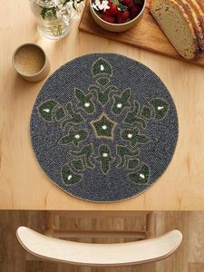 Handcrafted Round <b>Beaded</b> <b>Placemats</b> for Dining Table Wedding Christmas Decoration Family Gathering Parties - Product Image 4